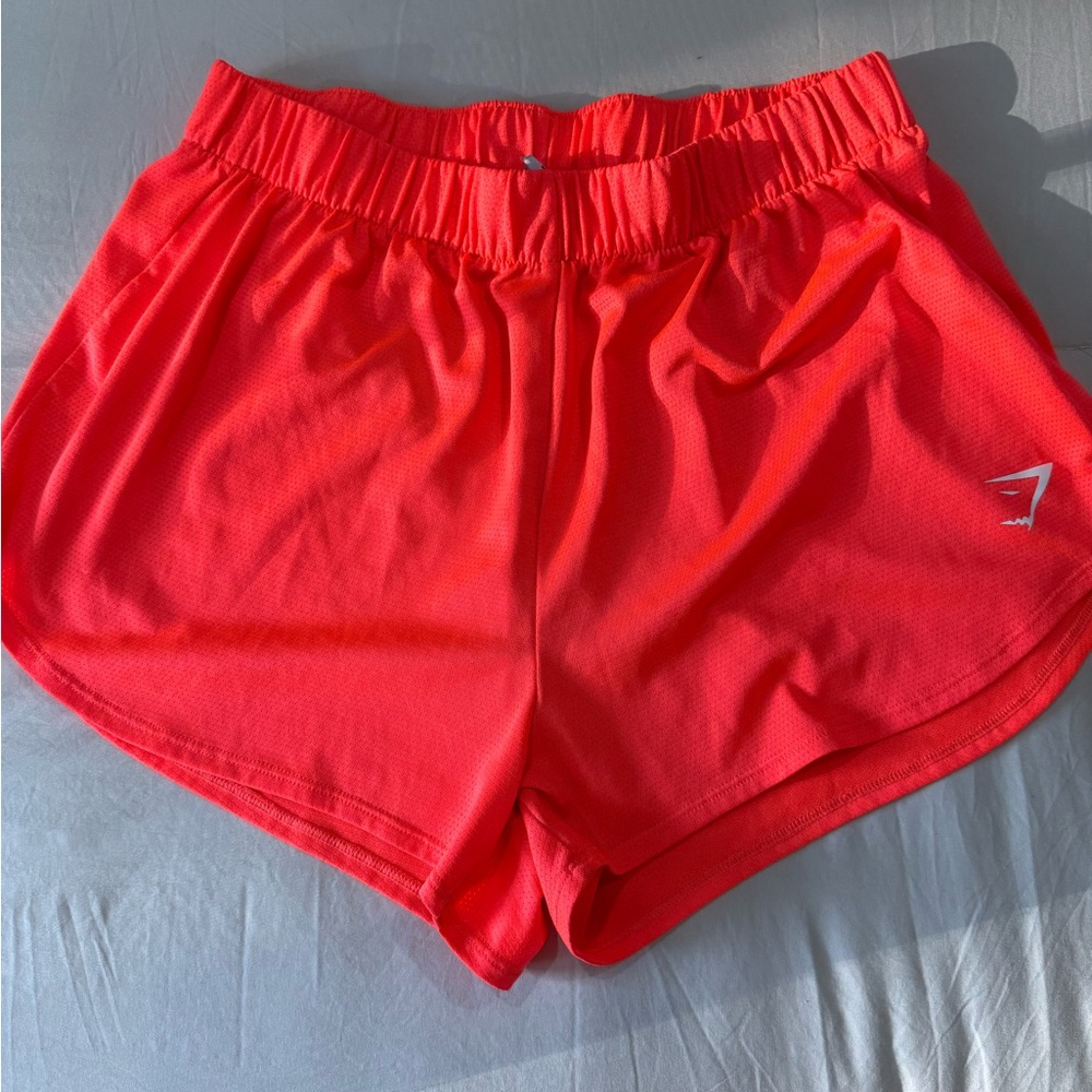 Gymshark Women's High-Rise Coral-Red Athletic Shorts